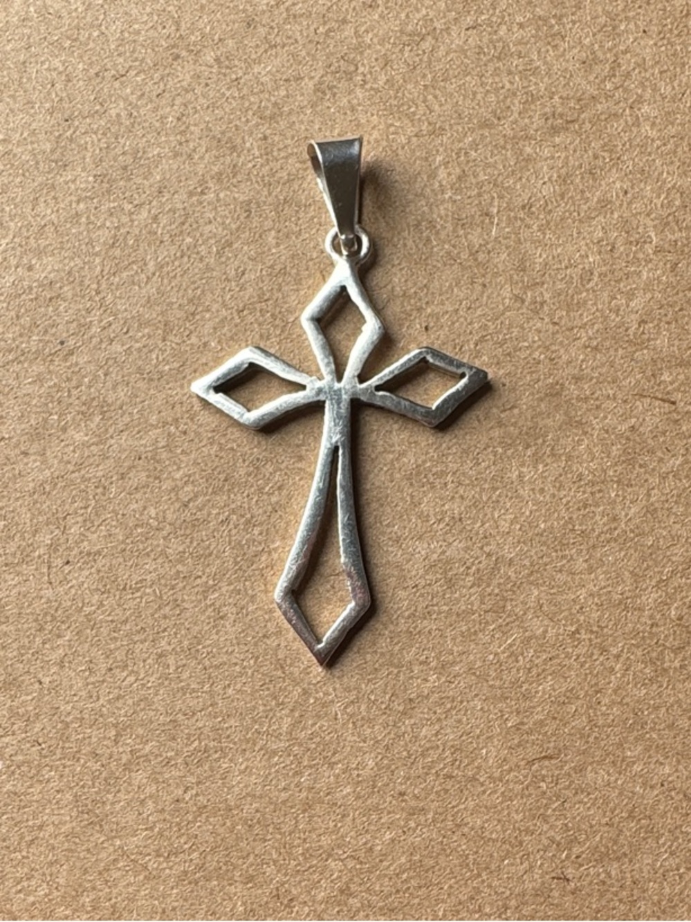 Sterling Silver Openwork Cross Pendant - Silver